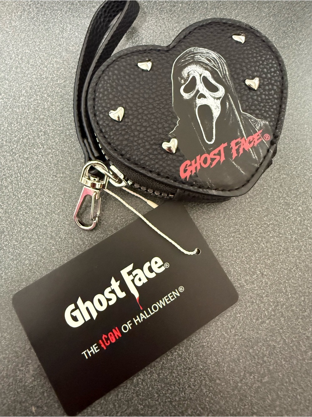Ghost Face Black Heart Wristlet, Key Holder & Coin Pouch *NWT - Picture 4 of 6